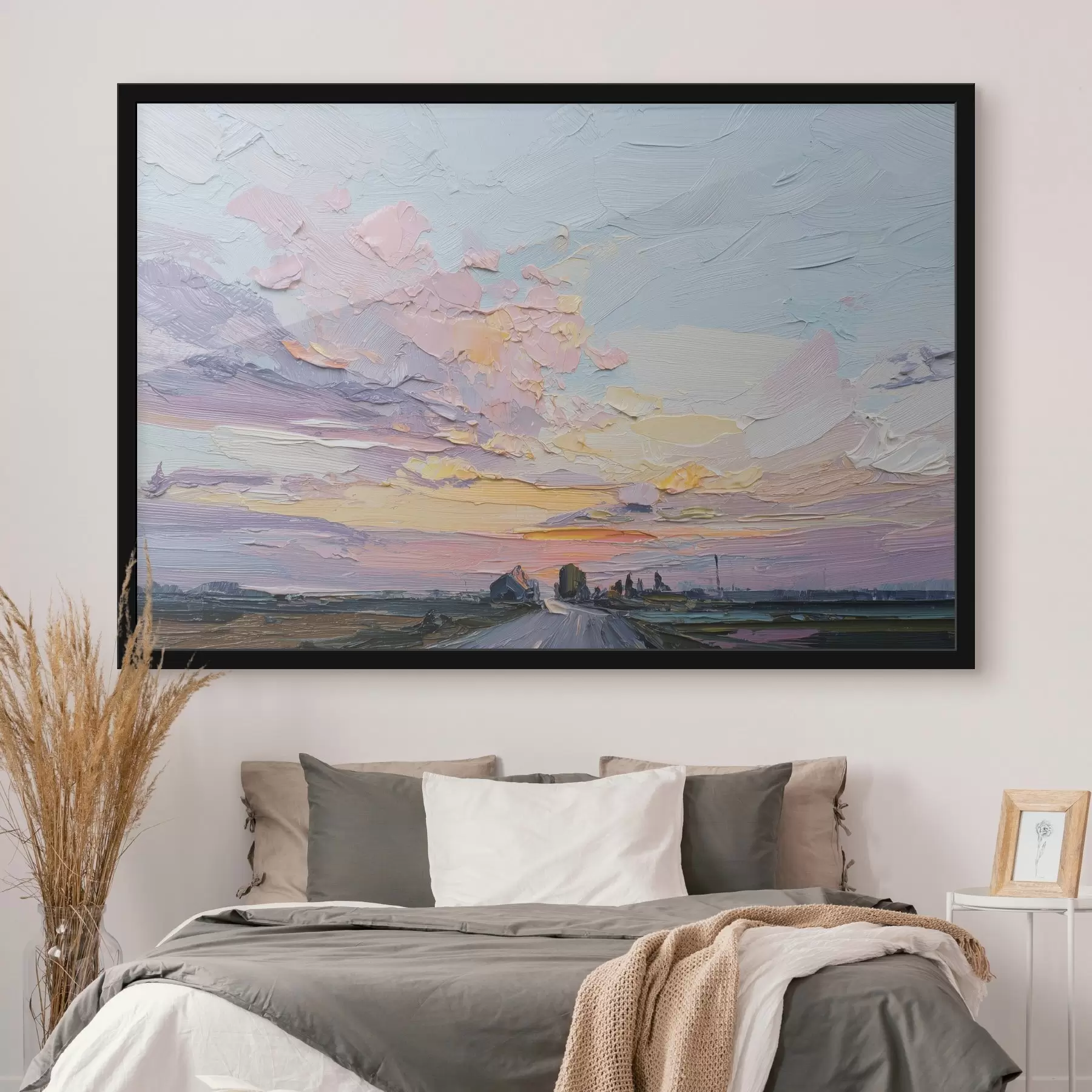 fotószőnyeg Vidéki tájak az olaj stílusban rajz, naplemente f44794