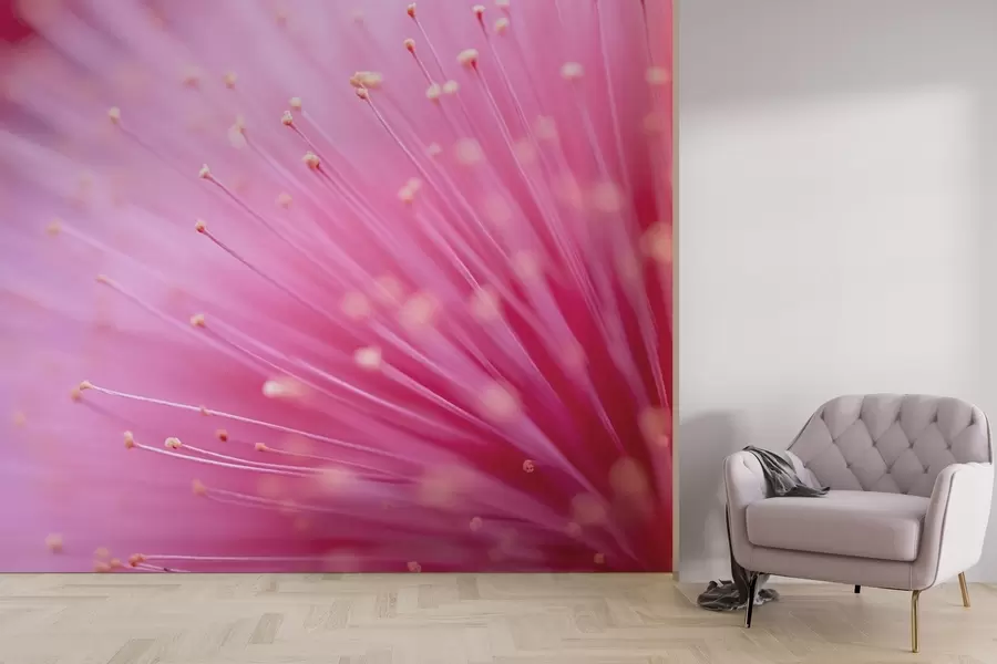 fotószőnyeg Rózsaszín virág porzója makróban, finom absztrakcióban w04154