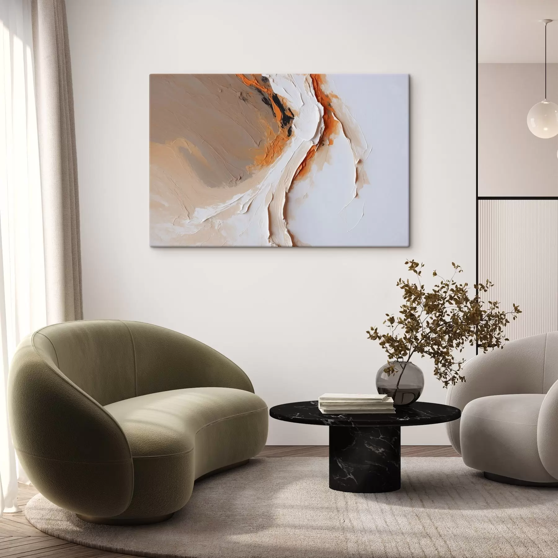 fotótapéta Lágy pasztell narancssárga akcentussal és sima vonásokkal s44874