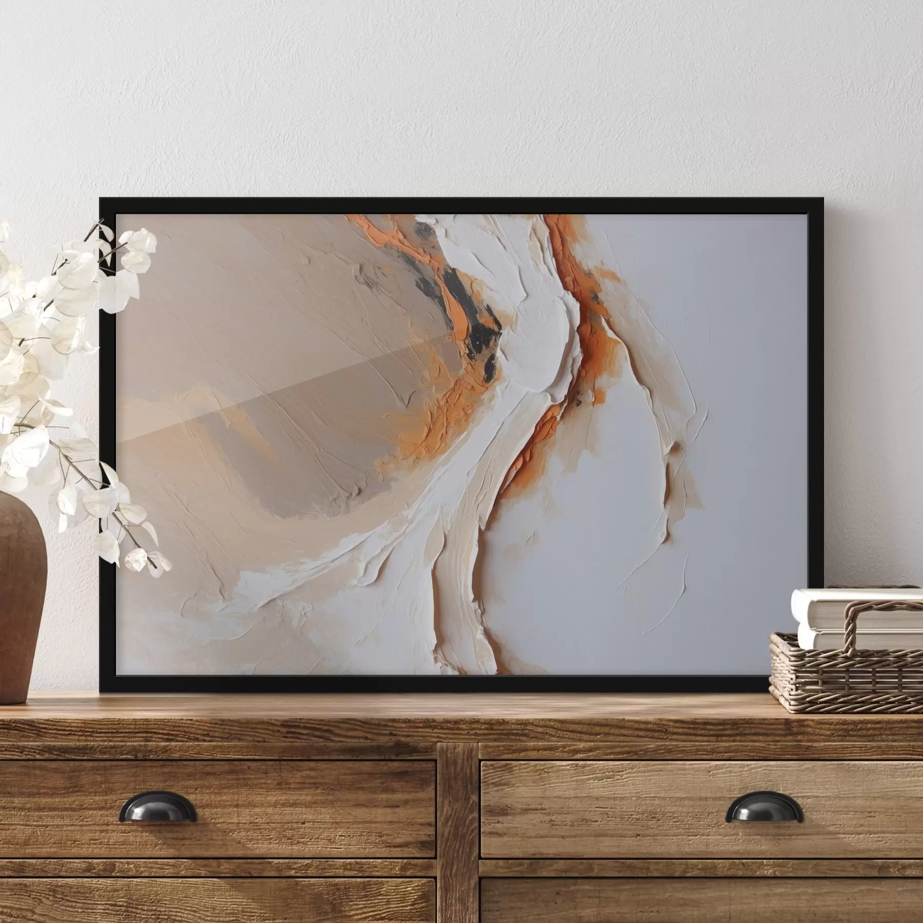 fotószőnyeg Lágy pasztell narancssárga akcentussal és sima vonásokkal f44874