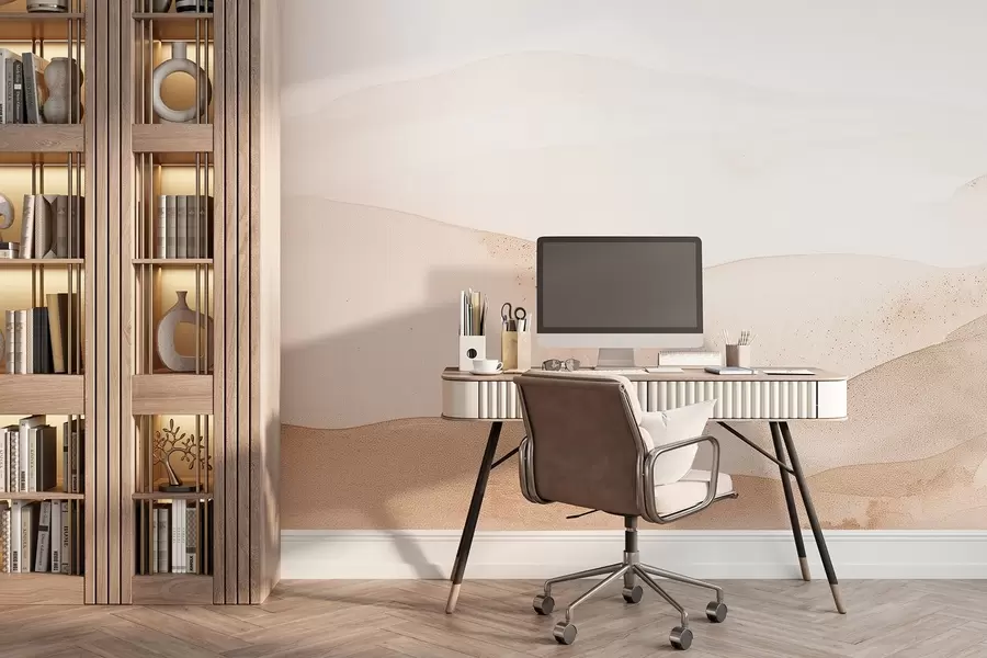 fotószőnyeg Akvarell stílusú hegyek világos bézs árnyalatokban w09223