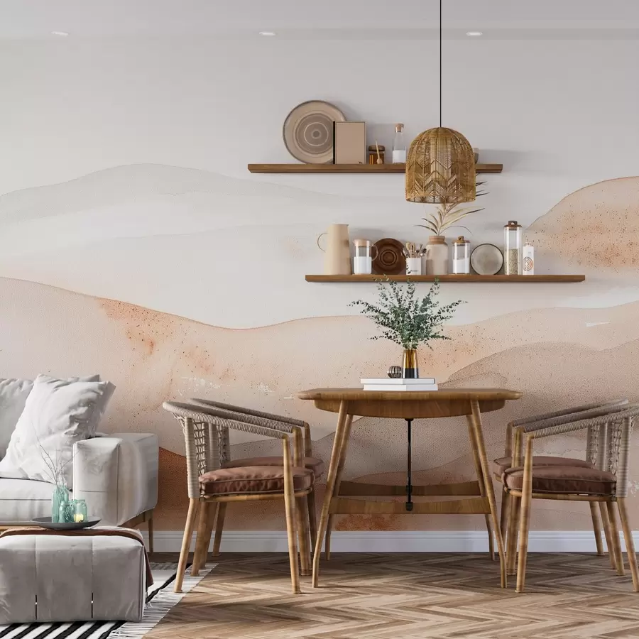 fotószőnyeg Hegyek meleg tónusú akvarell dombhatással w09223v1