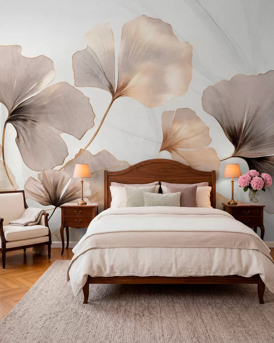 fotószőnyeg Ginkgo homokszínekben w09215