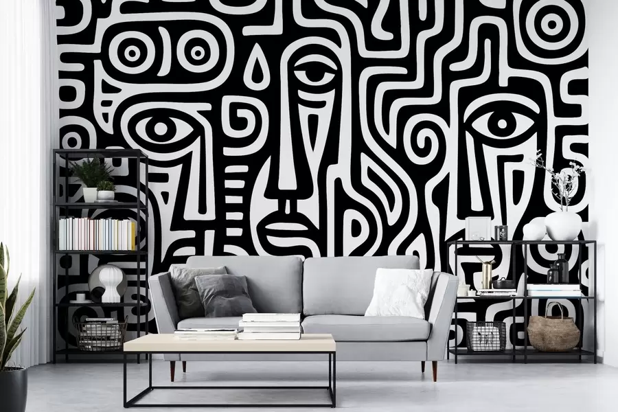 fotószőnyeg Stilizált arc részletek w04186