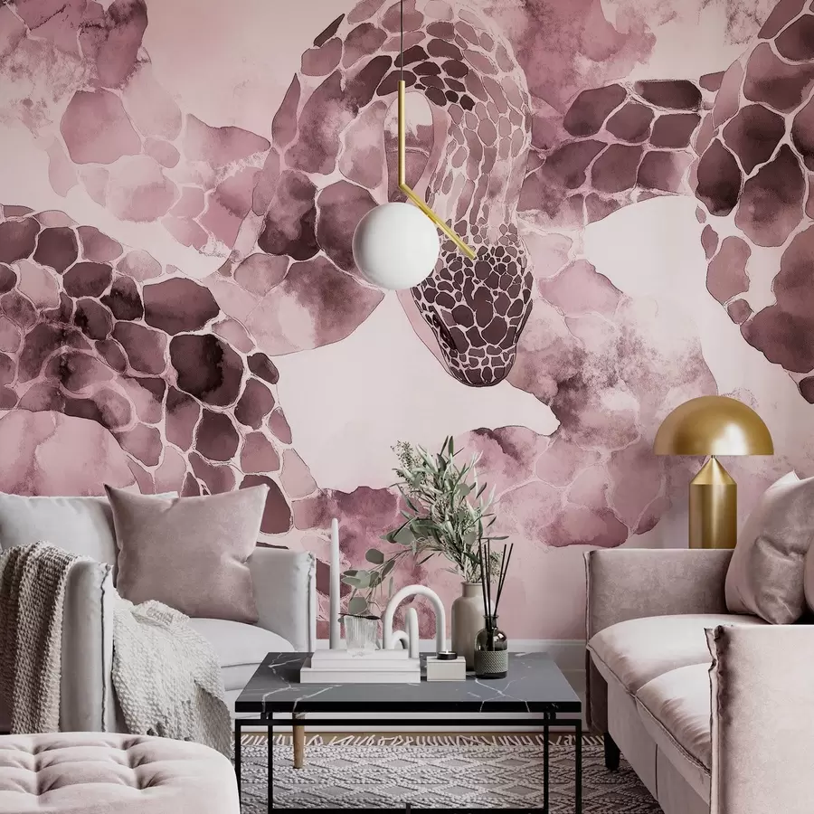 fotószőnyeg Kígyó sziluett, akvarell stílusban, bordó színekben w04113v1