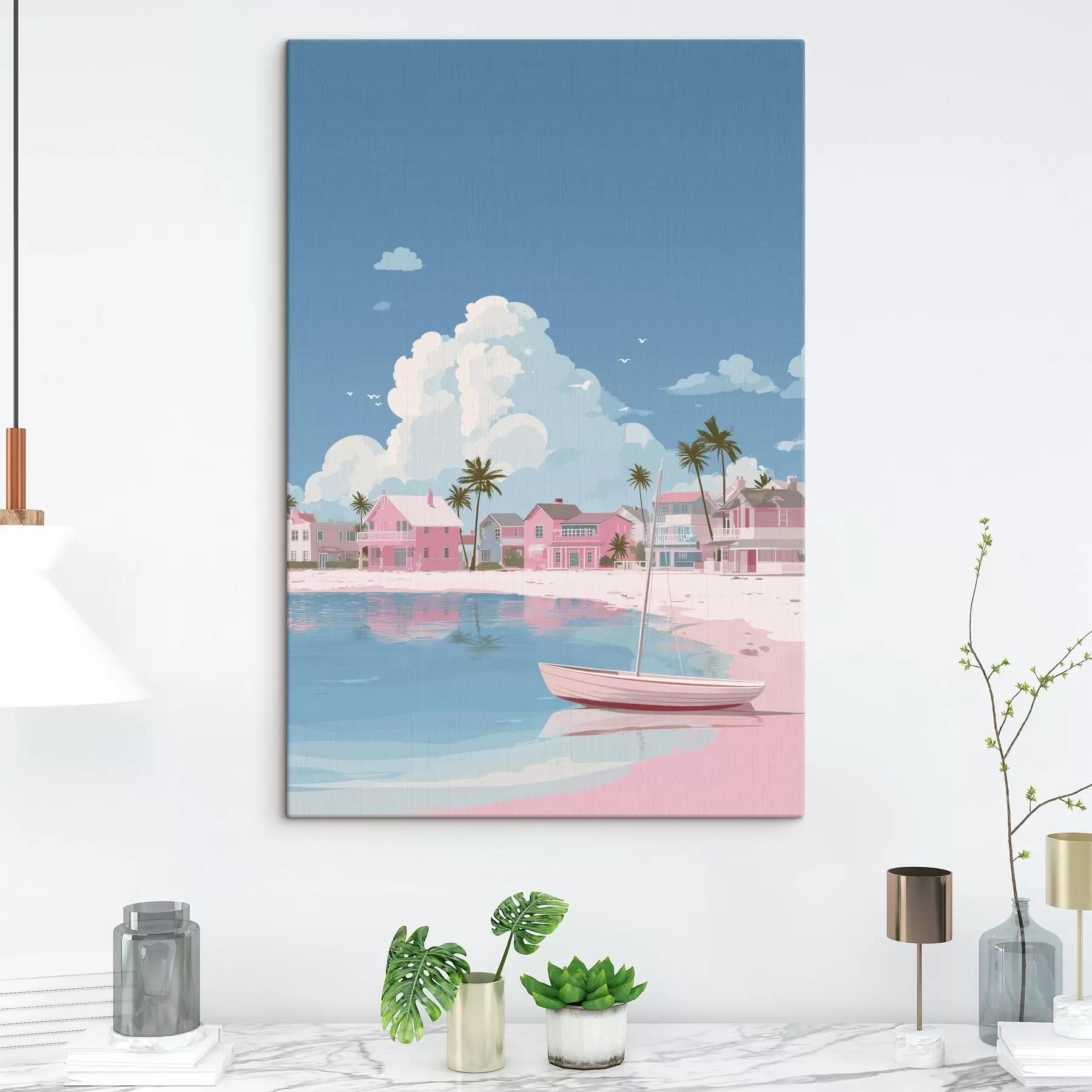 fotótapéta Színes rózsaszín nyári strand  s44985