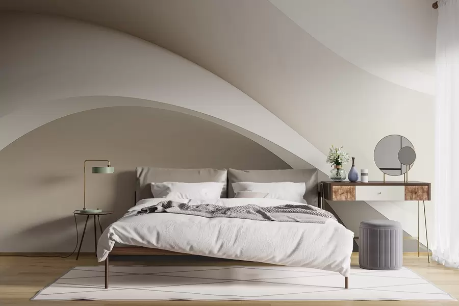 fotószőnyeg absztrakció, hullámok, lágy görbék, bézs, sima, vonalak, modern w04217v1