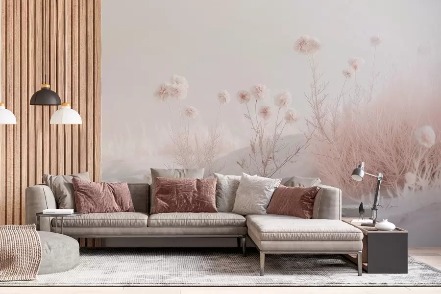 fotószőnyeg finom szárított virágok a homok között w04213