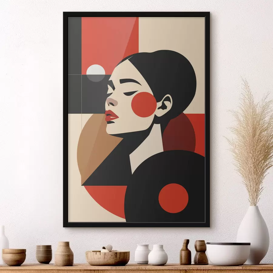 fotószőnyeg Absztrakt női portré Bauhaus stílusban f45165