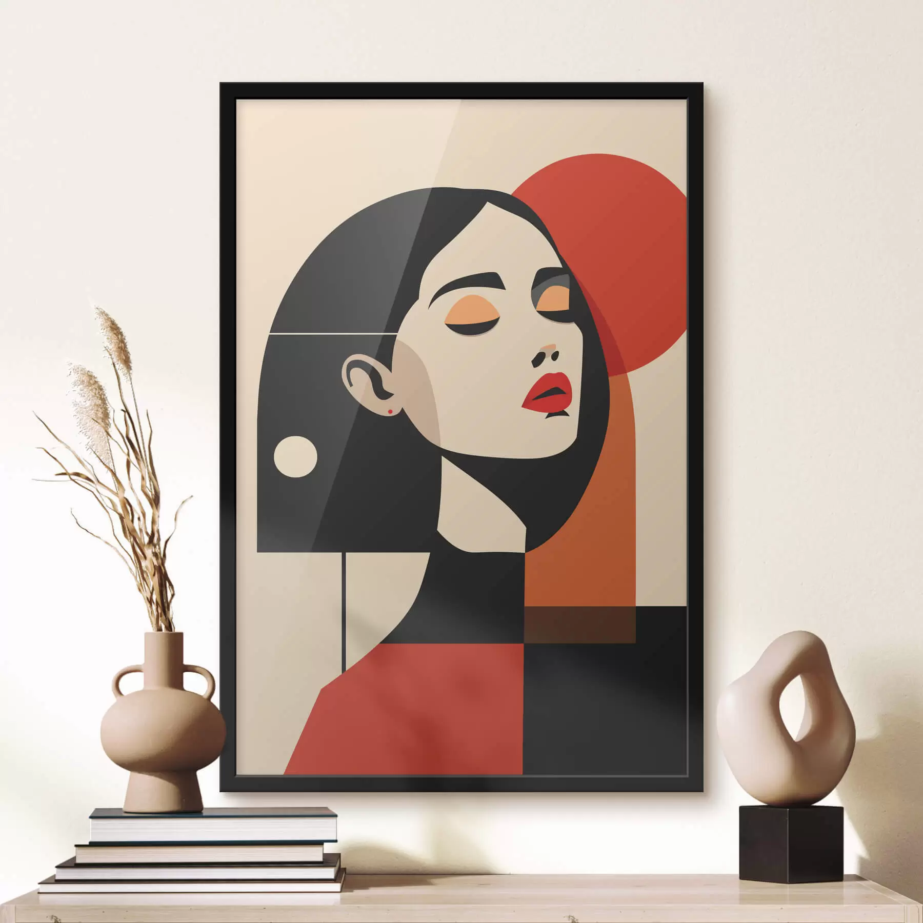 fotószőnyeg Absztrakt női portré Bauhaus stílusban f45166
