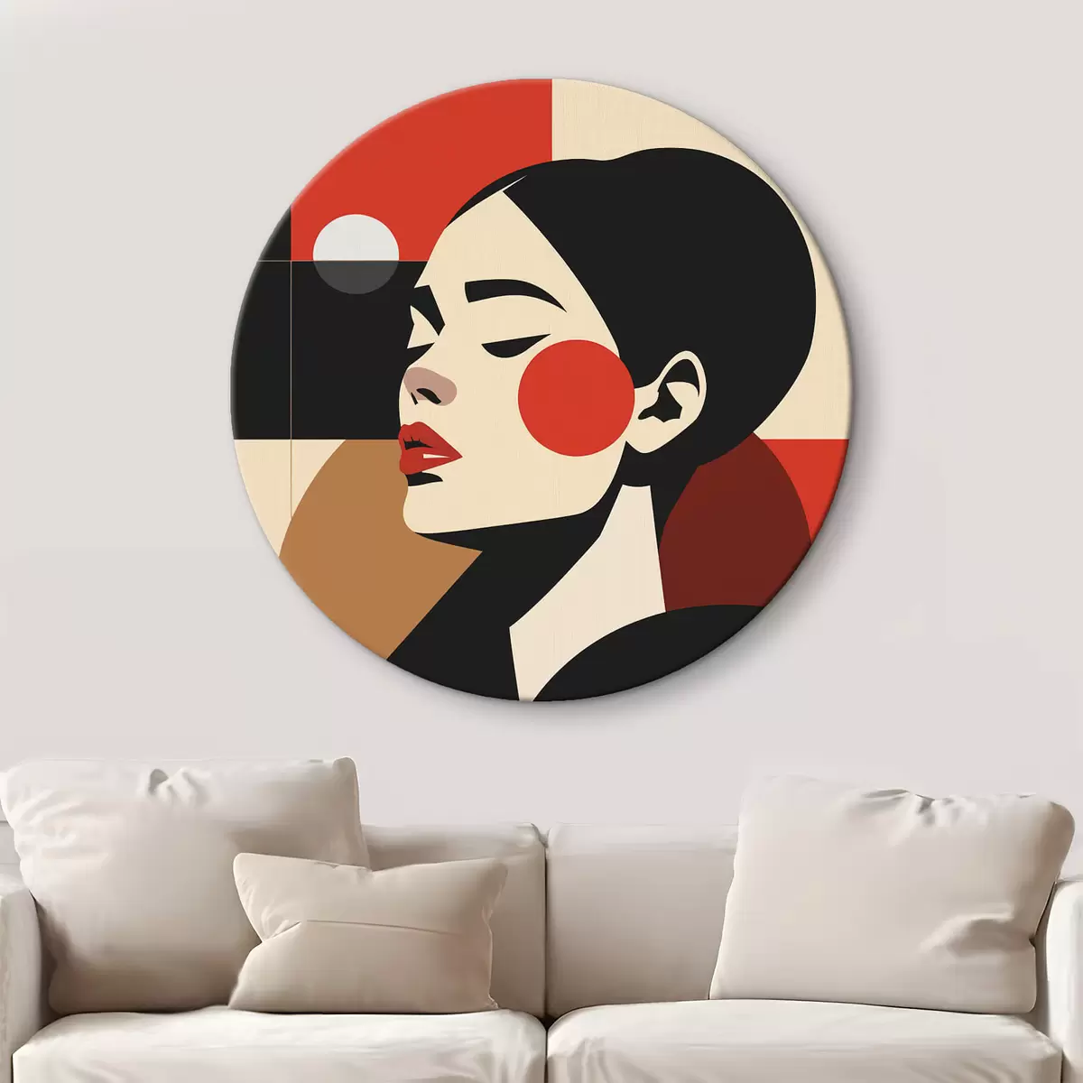 Kerek festmények Absztrakt női portré Bauhaus stílusban r45165
