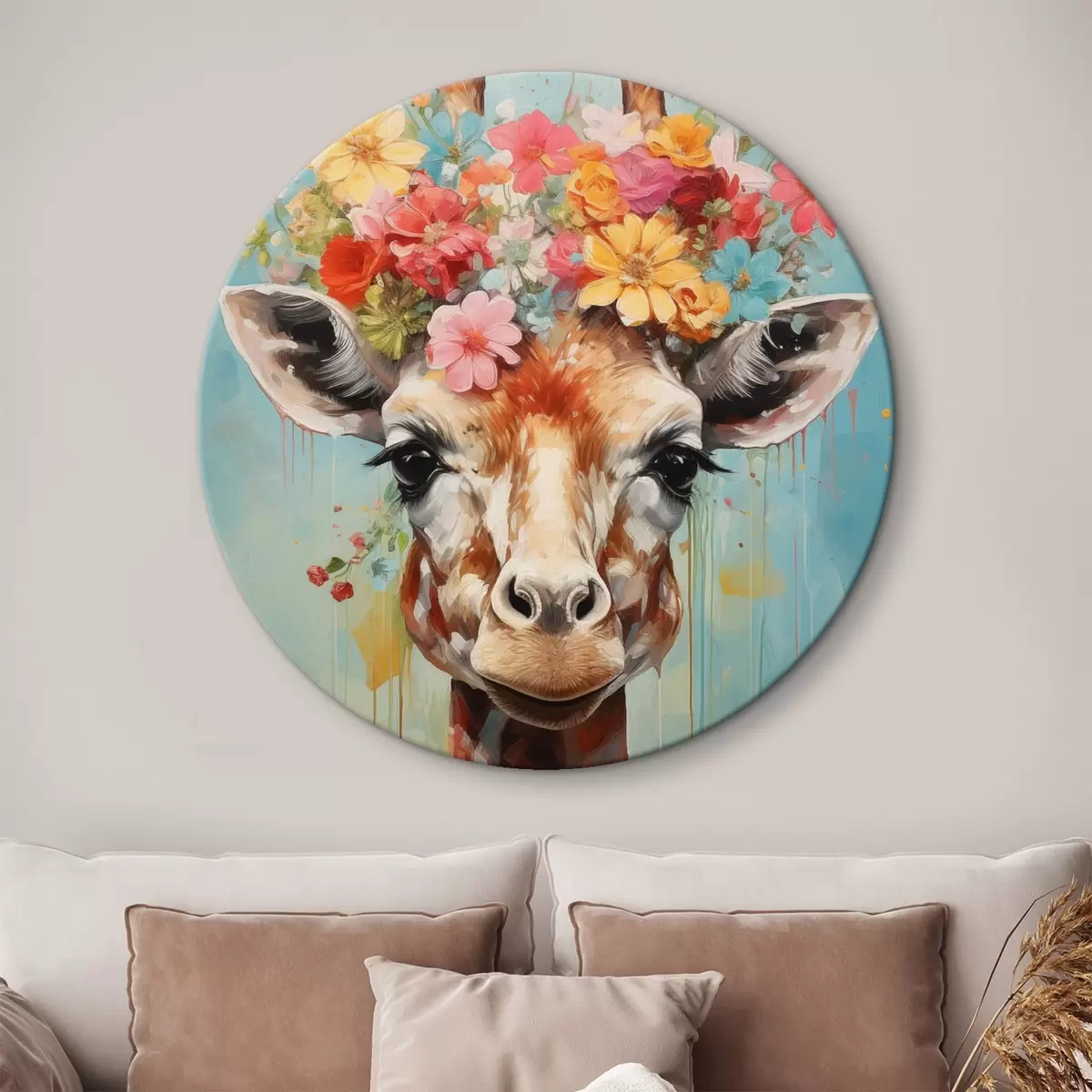Kerek festmények Egy aranyos zsiráf r44557