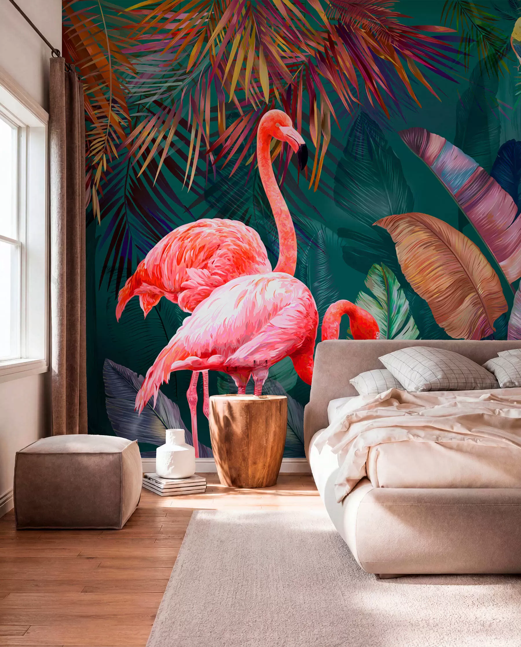 fotószőnyeg Flamingók a színes trópusokon u80403