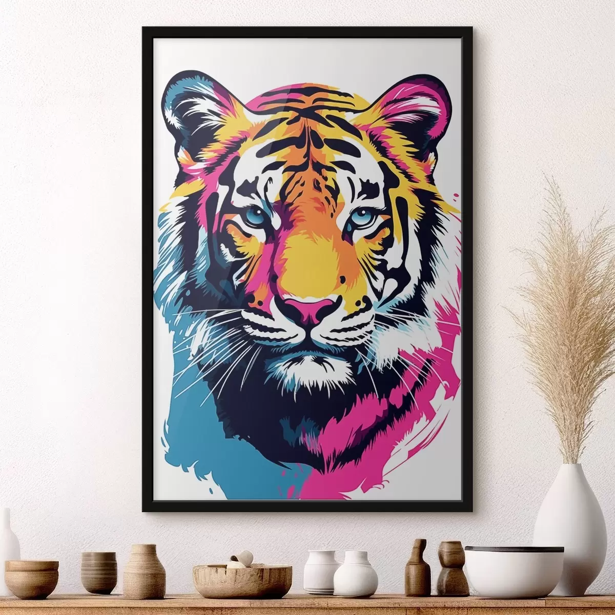 Plakát a sziklán Neon tigris f45278