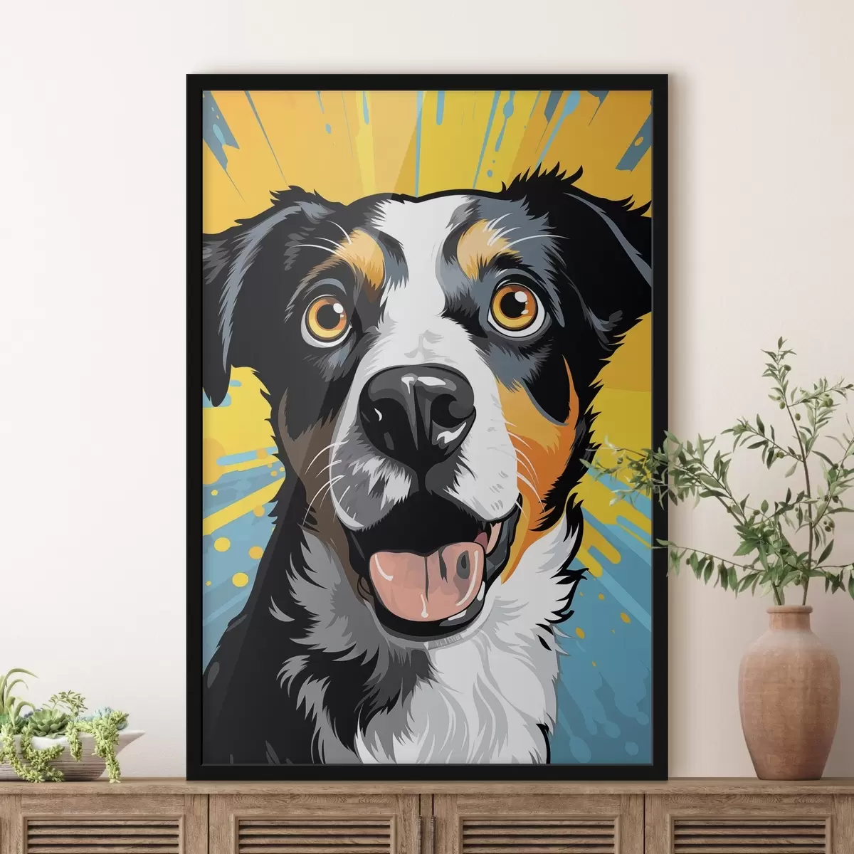 Plakát a sziklán Boldog kutya Pop Art f45279