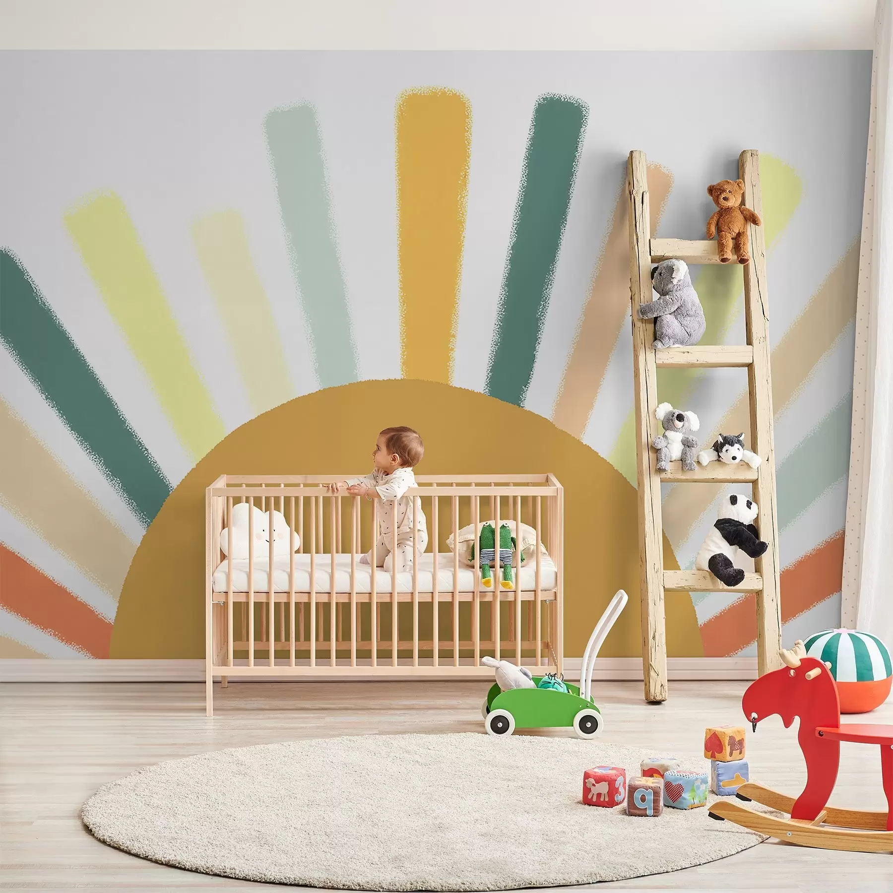 fotószőnyeg Absztrakt nap színes sugarakkal w04352