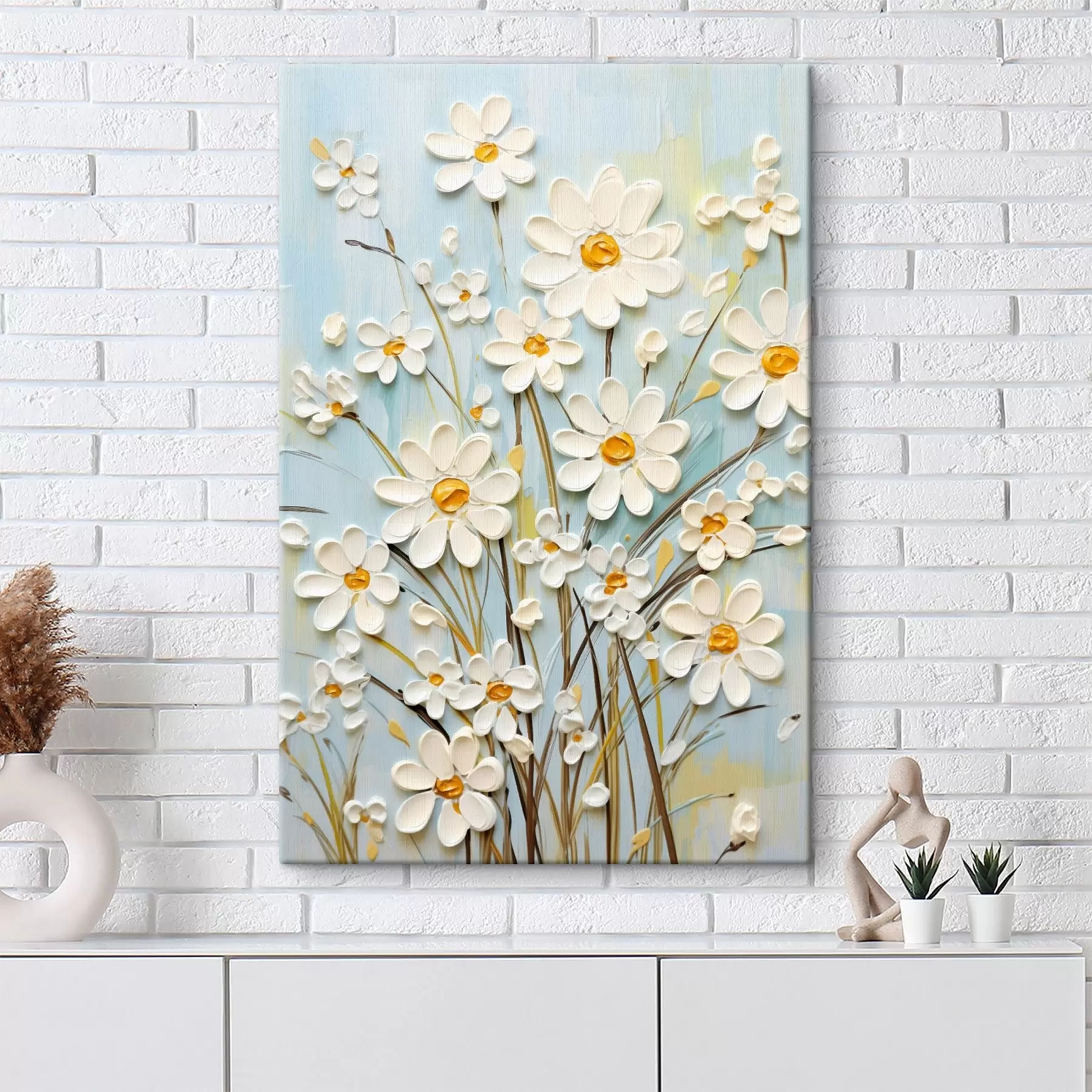fotótapéta Texturált százszorszépek: impasto art expresszív ecsetvonásokkal s45266