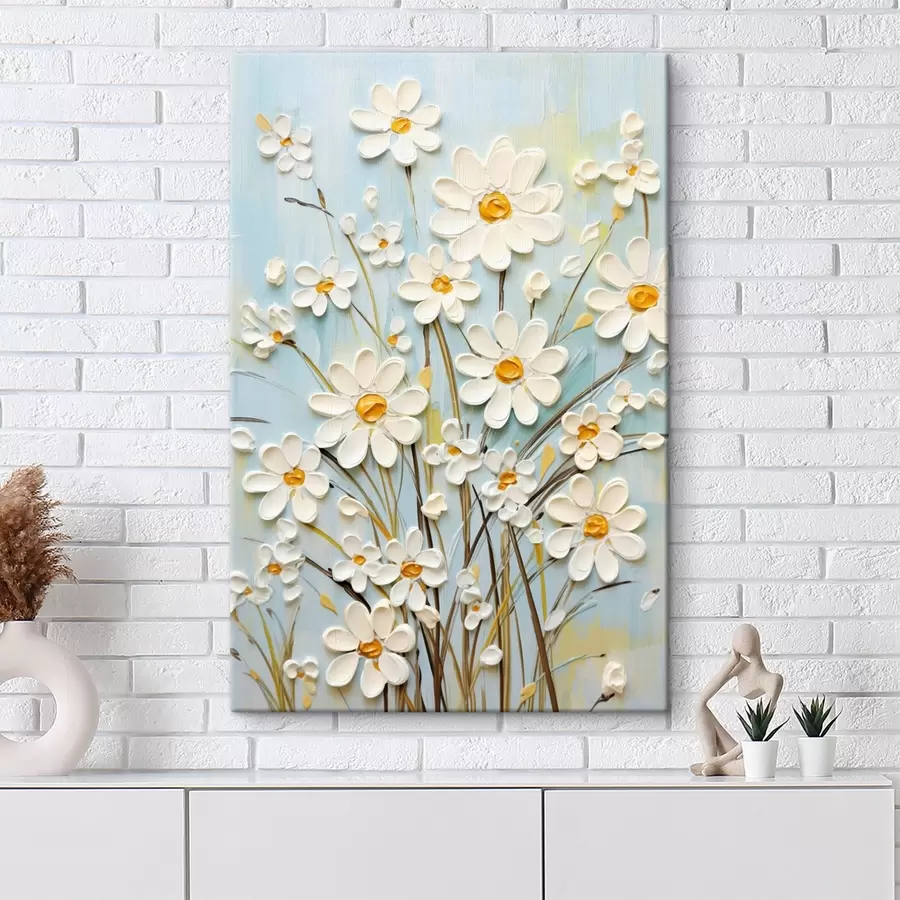 fotótapéta Texturált százszorszépek: impasto art expresszív ecsetvonásokkal s45266