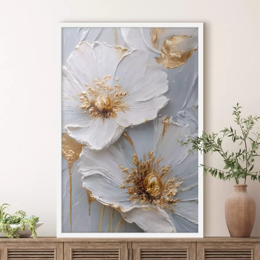 fotószőnyeg Texturált százszorszépek: impasto art expresszív ecsetvonásokkal f45241