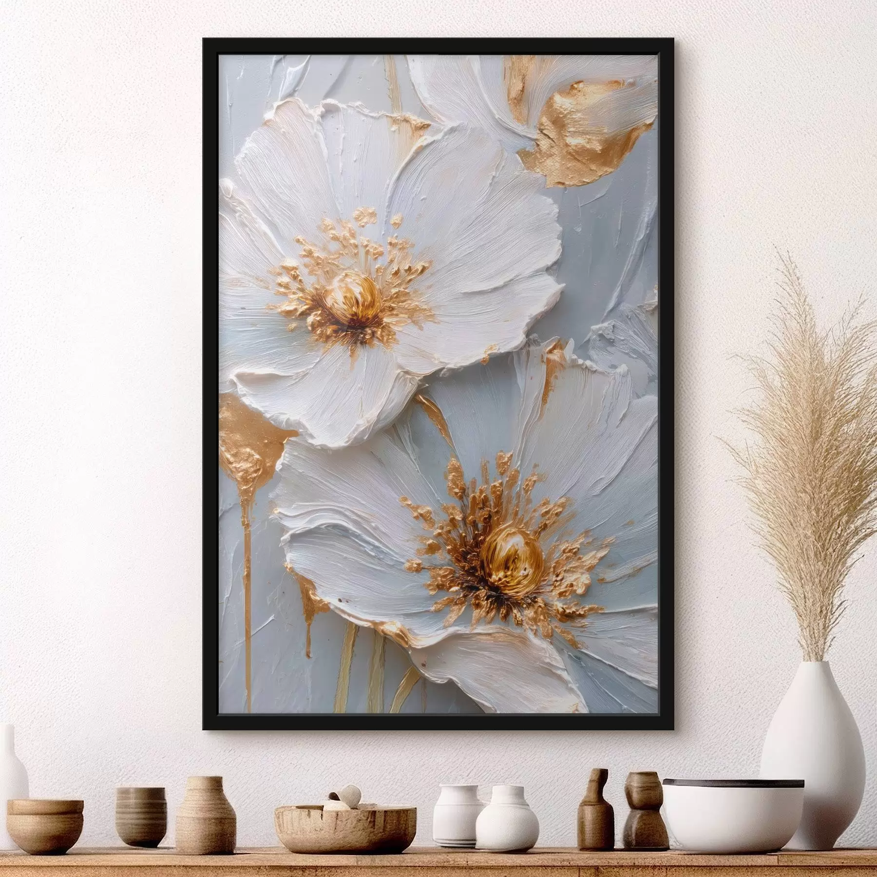 fotószőnyeg Texturált százszorszépek: impasto art expresszív ecsetvonásokkal f45241