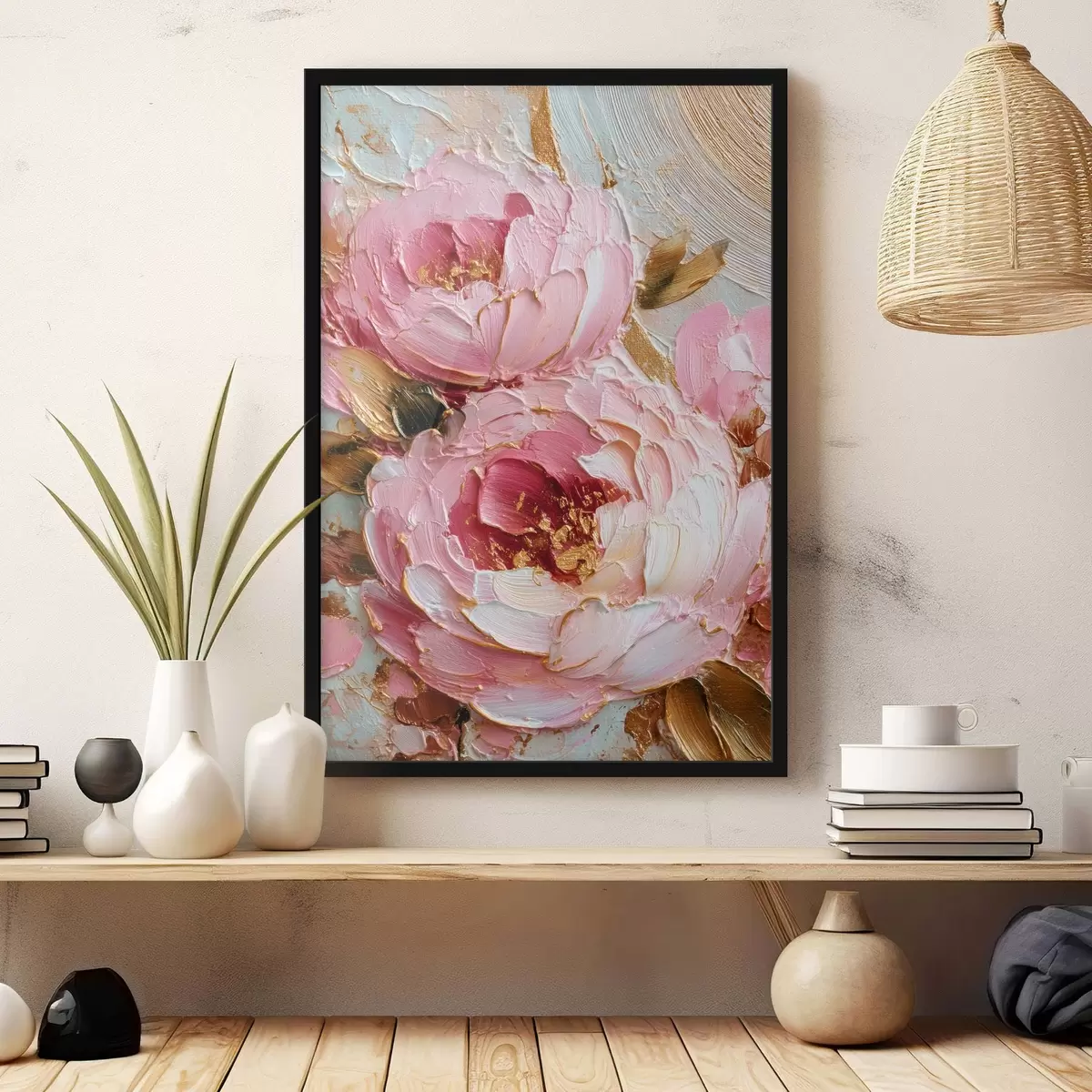 Plakát a sziklán Volumetrikus szirmok: impasto art élénk textúrával f45251