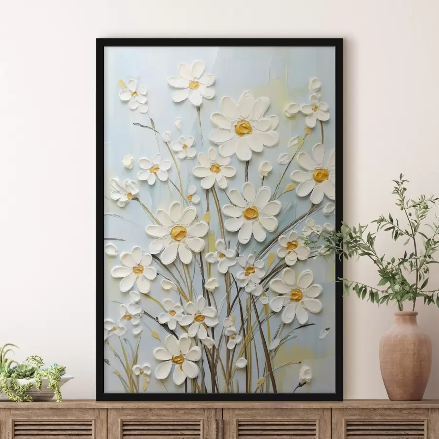 fotószőnyeg Texturált százszorszépek: impasto art expresszív ecsetvonásokkal f45266