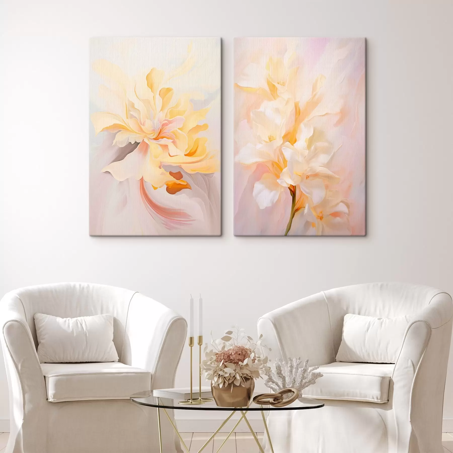 fotótapéta Finom diptichon akvarell stílusban, színes átmenetekkel m00576