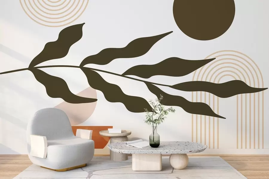 fotószőnyeg Absztrakció, levelek, lineáris ívek w04386