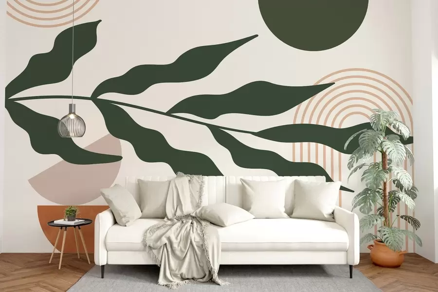 fotószőnyeg Absztrakció, levelek, lineáris ívek w04386v1