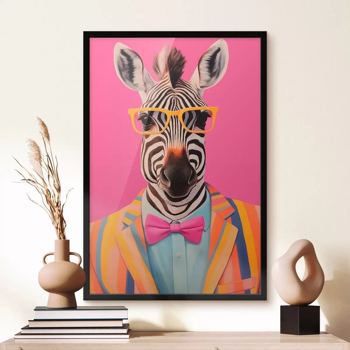 Plakát a sziklán Zebra öltönyben és szemüvegben f45307