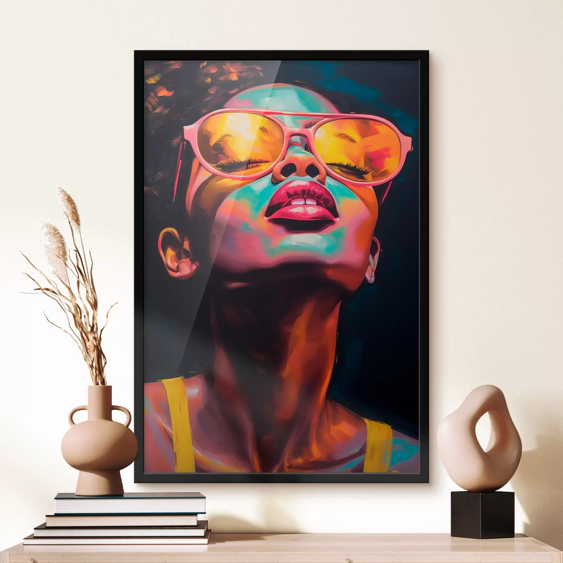 fotószőnyeg Sárga szemüveget viselő nő f45311