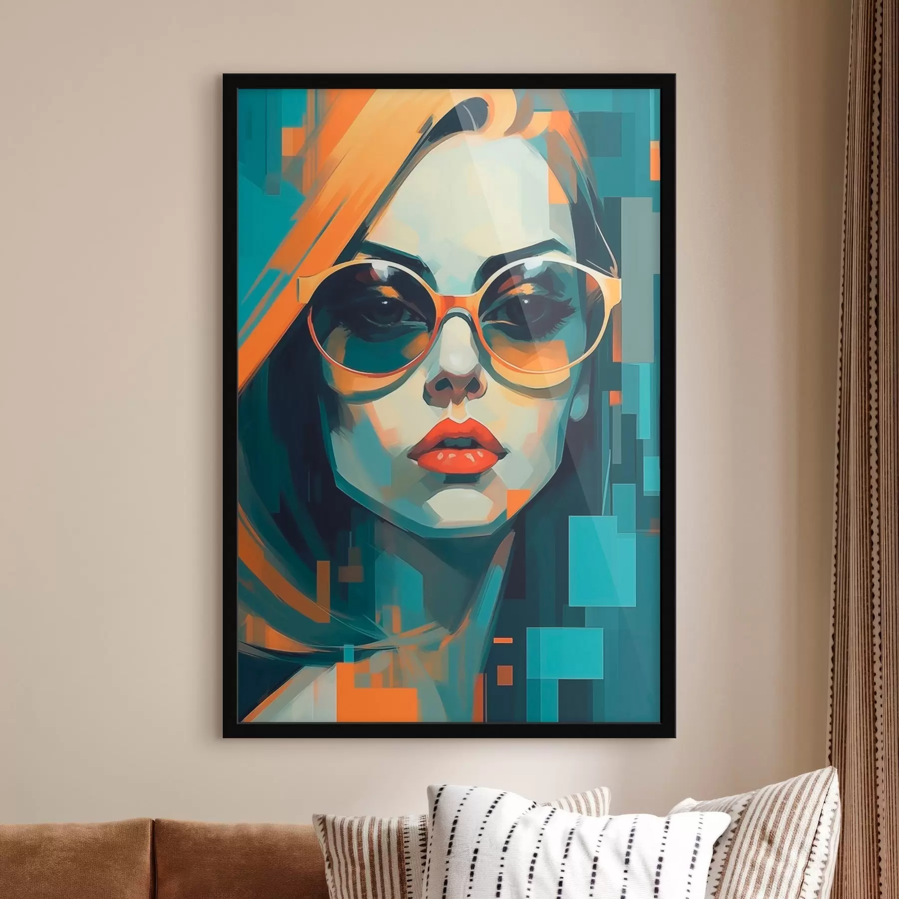 fotószőnyeg Nő napszemüvegben digitális pop art stílusban f45327