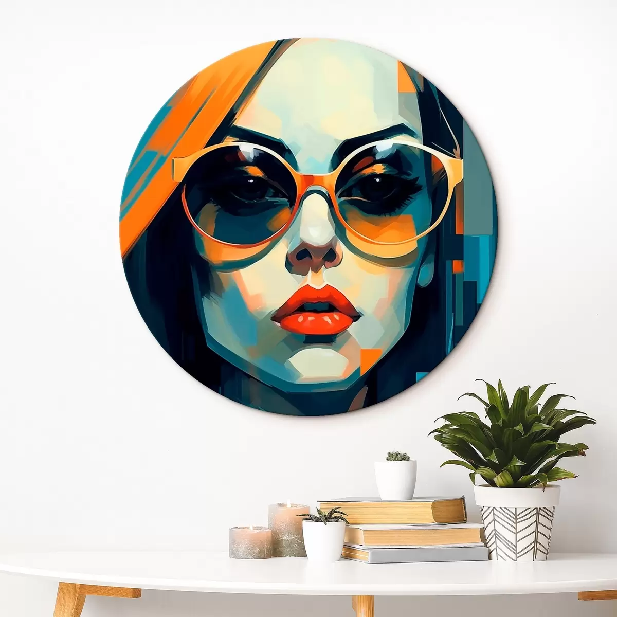 Kerek festmények Nő napszemüvegben digitális pop art stílusban r45327