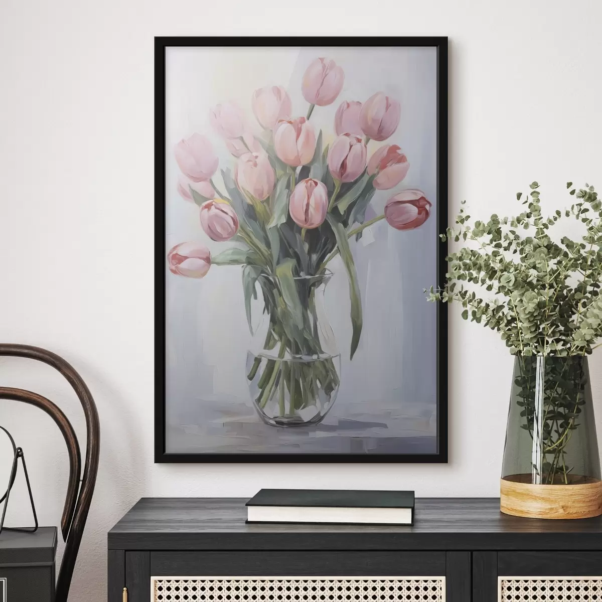Plakát a sziklán Tulipánok vázában f45355