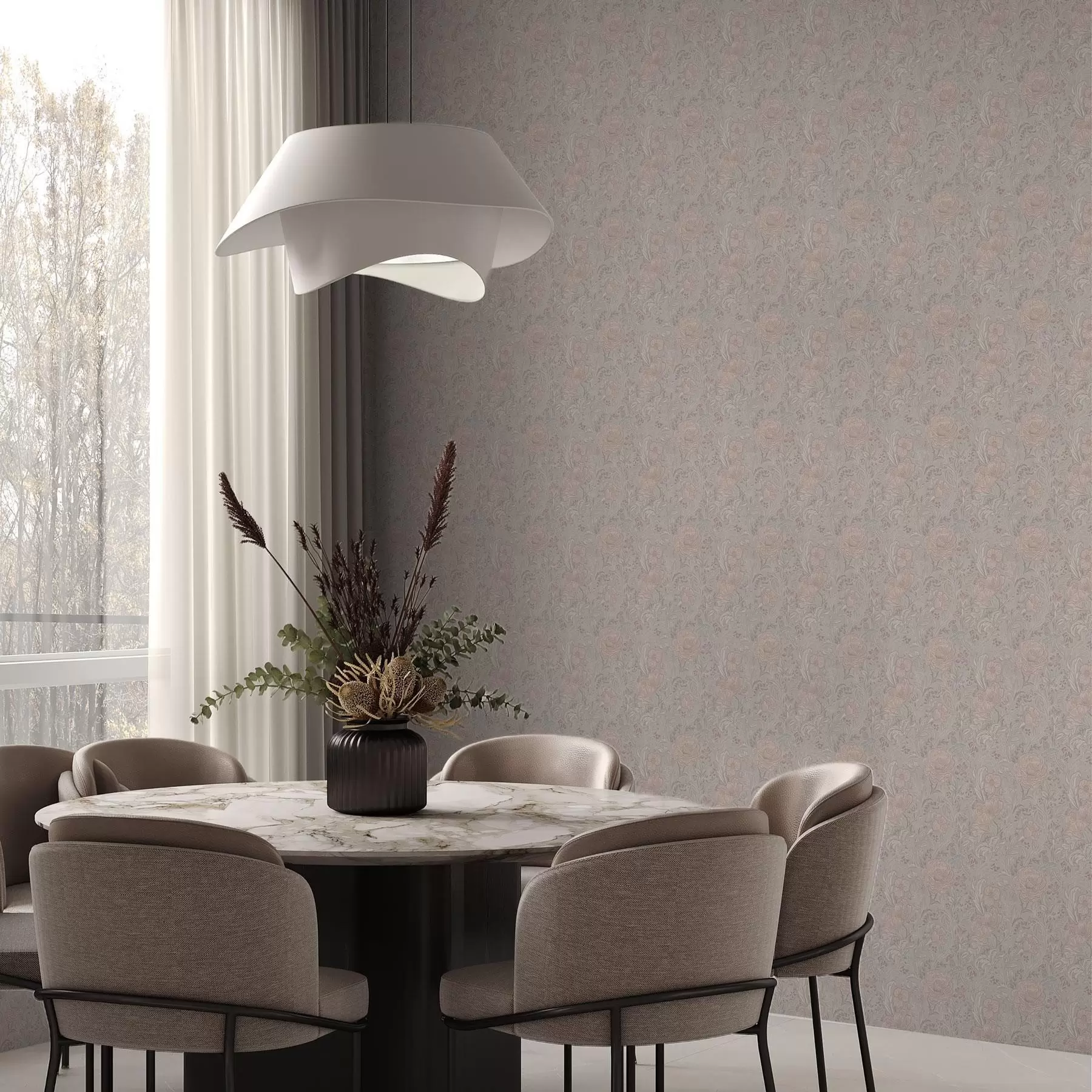 fotószőnyeg Lágy pasztell virágok szecessziós stílusban a00394