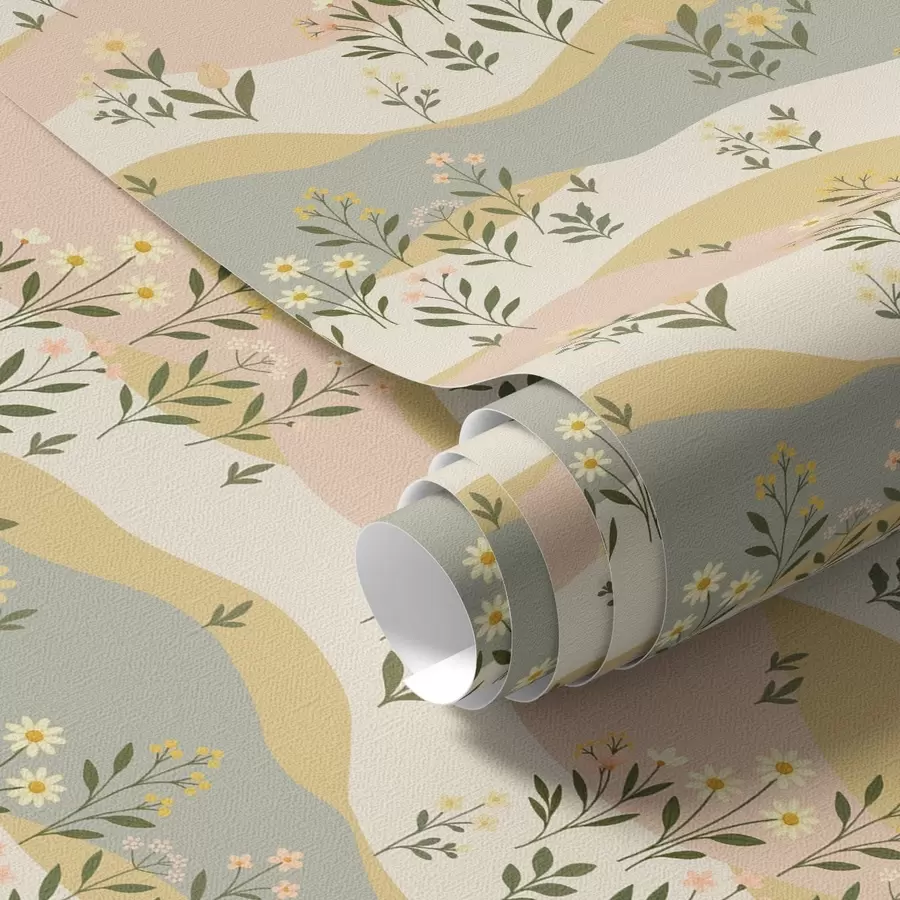 fotószőnyeg Hullámos réti virágok pasztell minimalista stílusban a00396