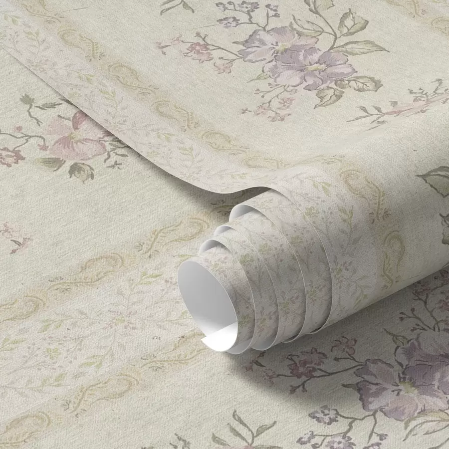 fotószőnyeg Szüreti virágok csíkos háttérrel és díszítéssel a00440