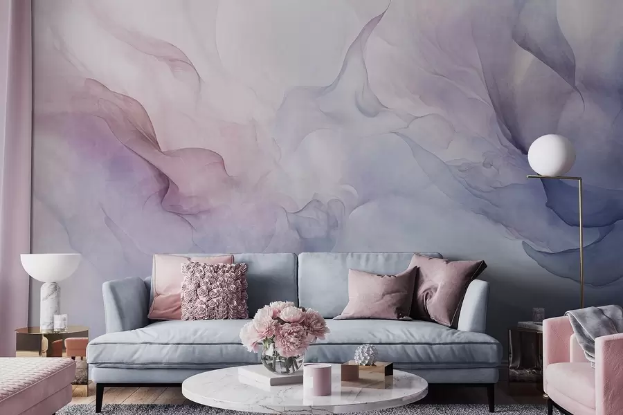 fotószőnyeg Absztrakt texturált festmény, a rózsaszín, lila és kék pasztell árnyalatai lágy hatást keltenek w09318