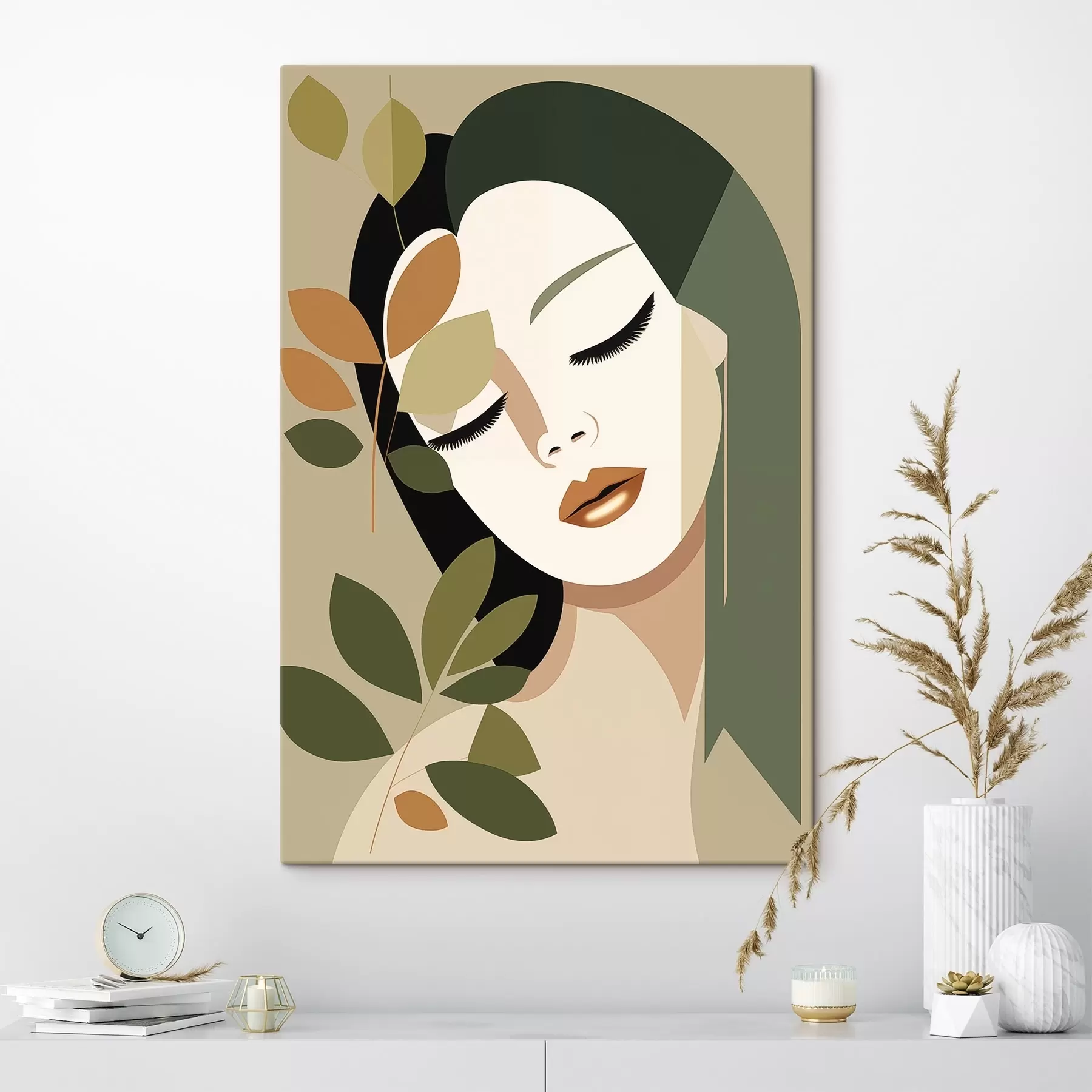 fotótapéta Lány levelekkel s45388