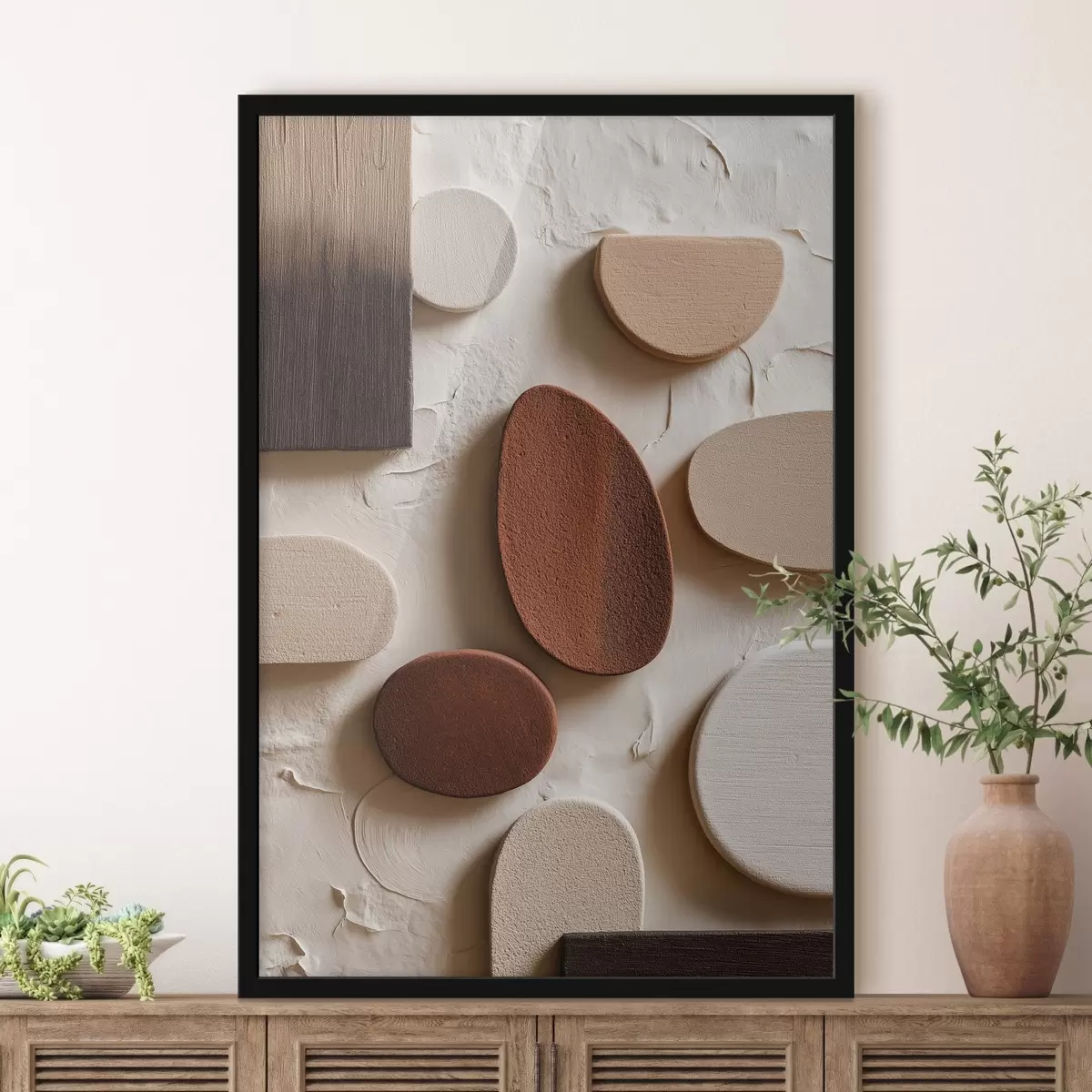 Plakát a sziklán Absztrakt kompozíció háromdimenziós geometriai formákkal relief háttéren f45409