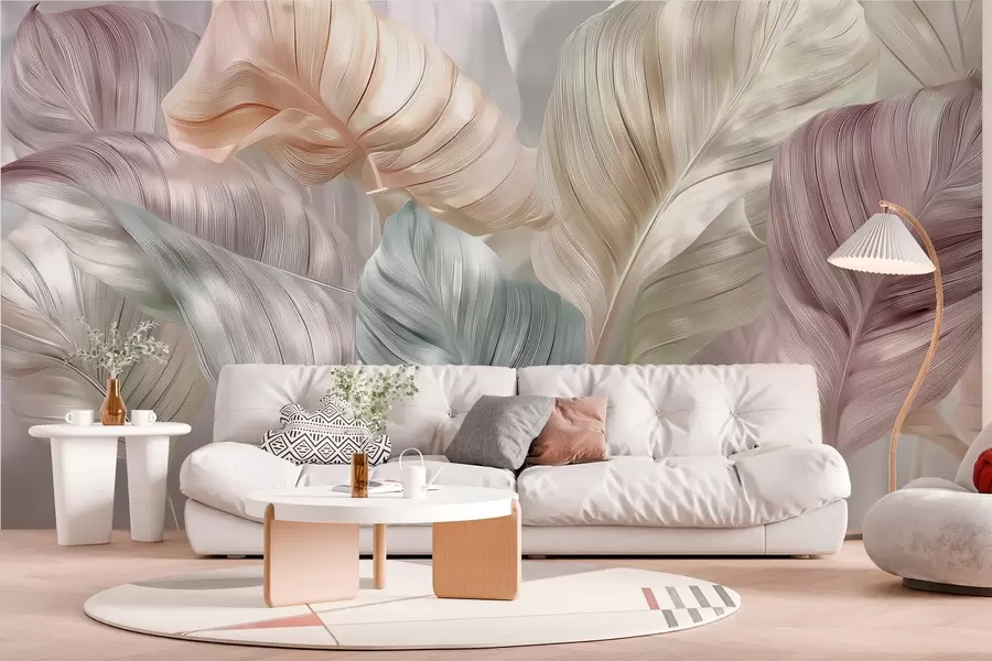 fotószőnyeg nagy, gyöngyház alakú levelek w04308