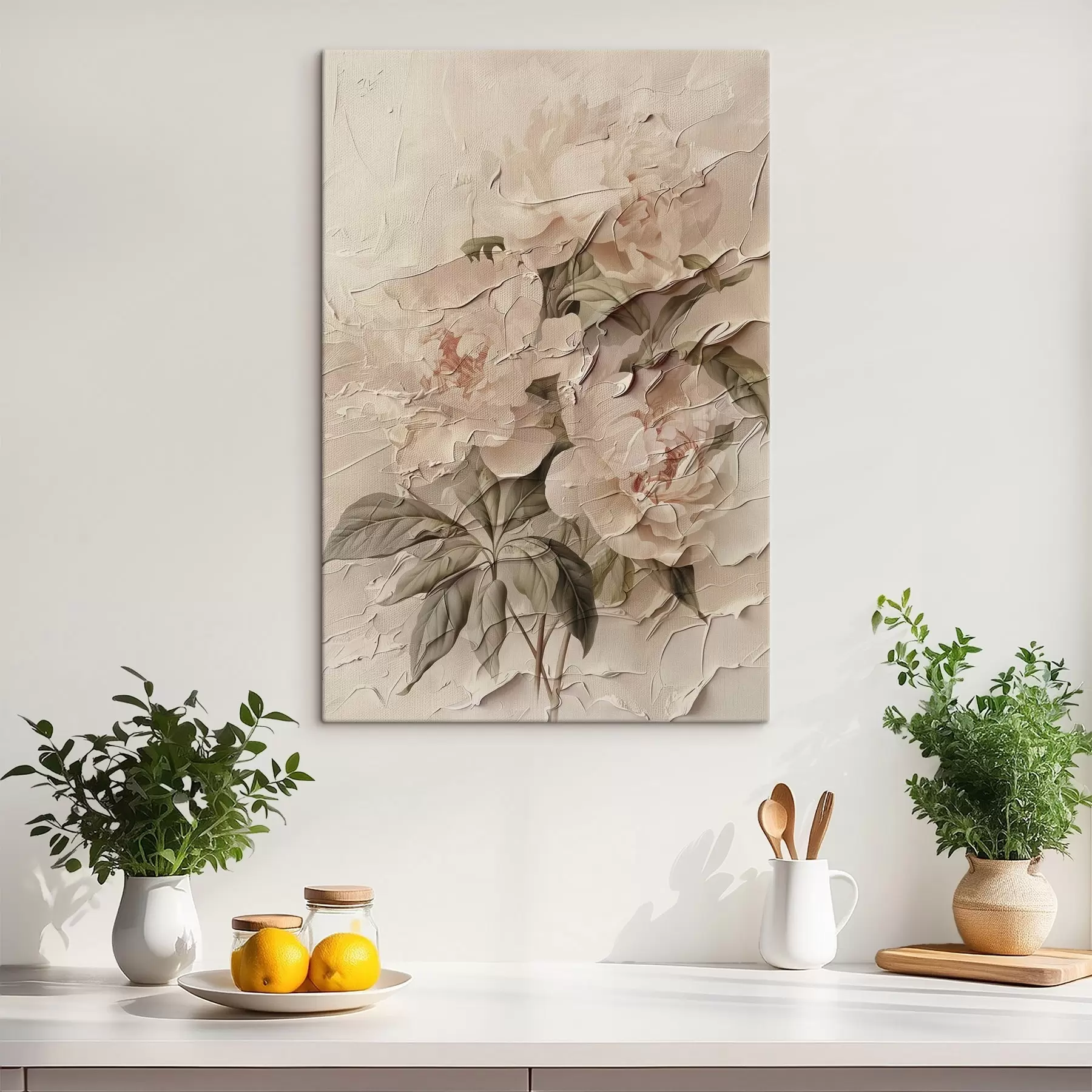 fotótapéta Dús bazsarózsa csokor akvarell stílusban világos háttéren s45336