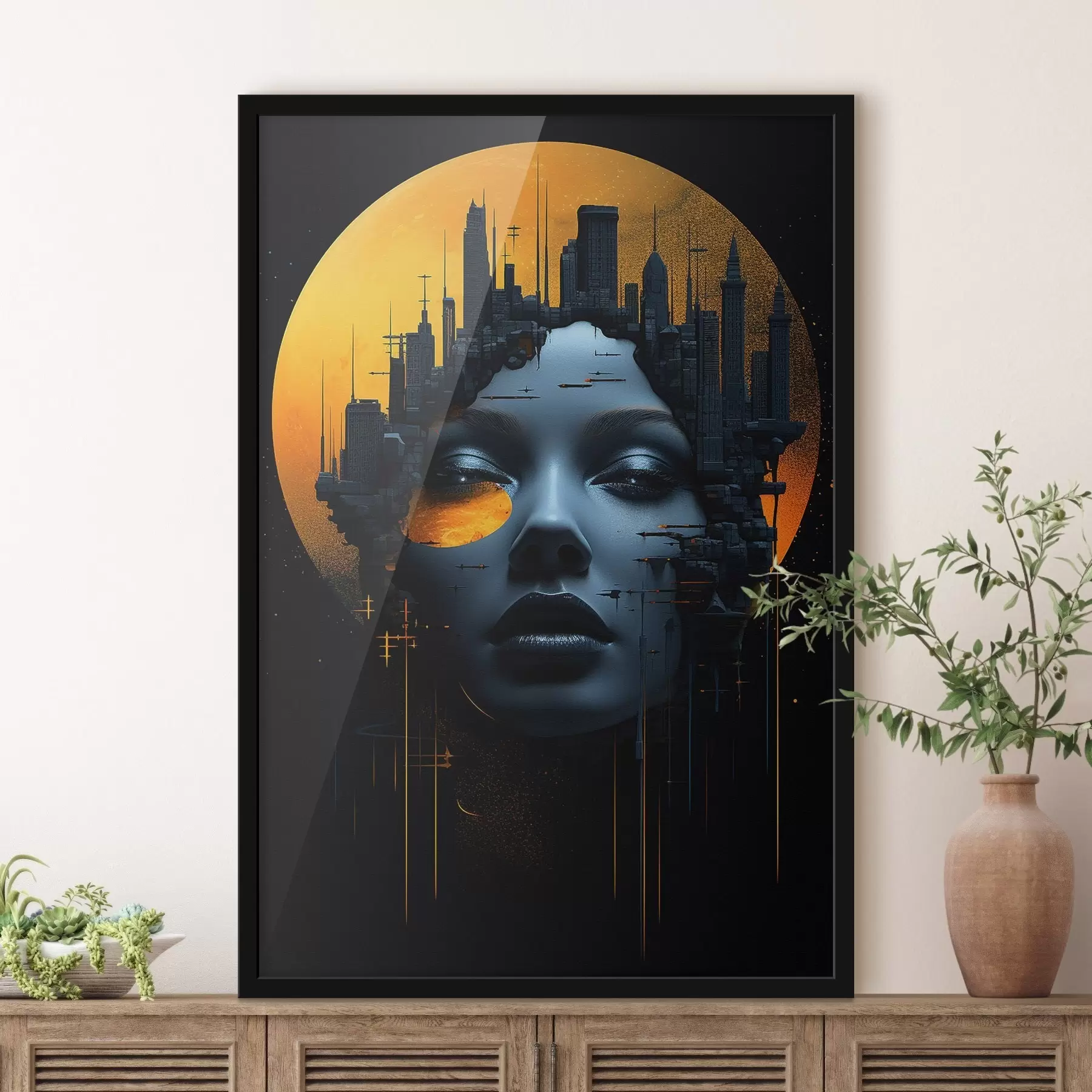 fotószőnyeg Emberek, lány arca városi háttéren, absztrakt f45341