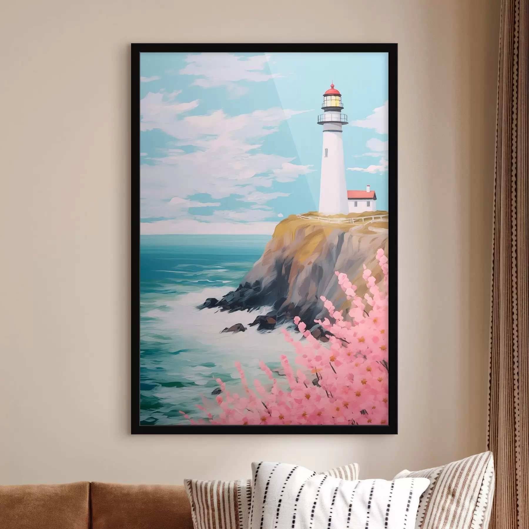 fotószőnyeg Világítótorony a tengerparti sziklán f45435