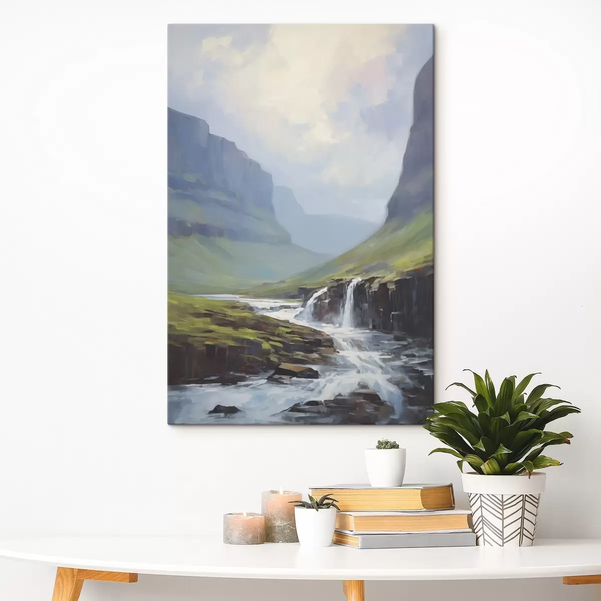 fotótapéta Tájkép egy folyóval a fjordok közelében s45459