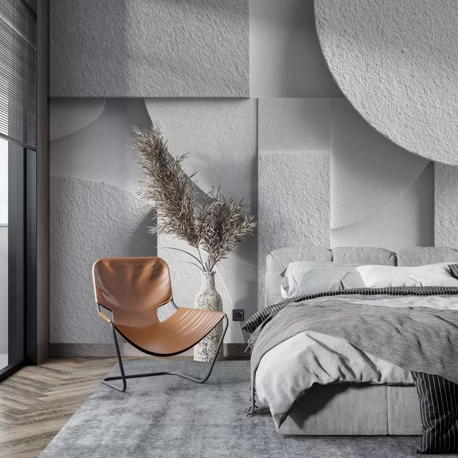 fotószőnyeg Absztrakt kompozíció fehér háromdimenziós geometriai formákkal w04395v1