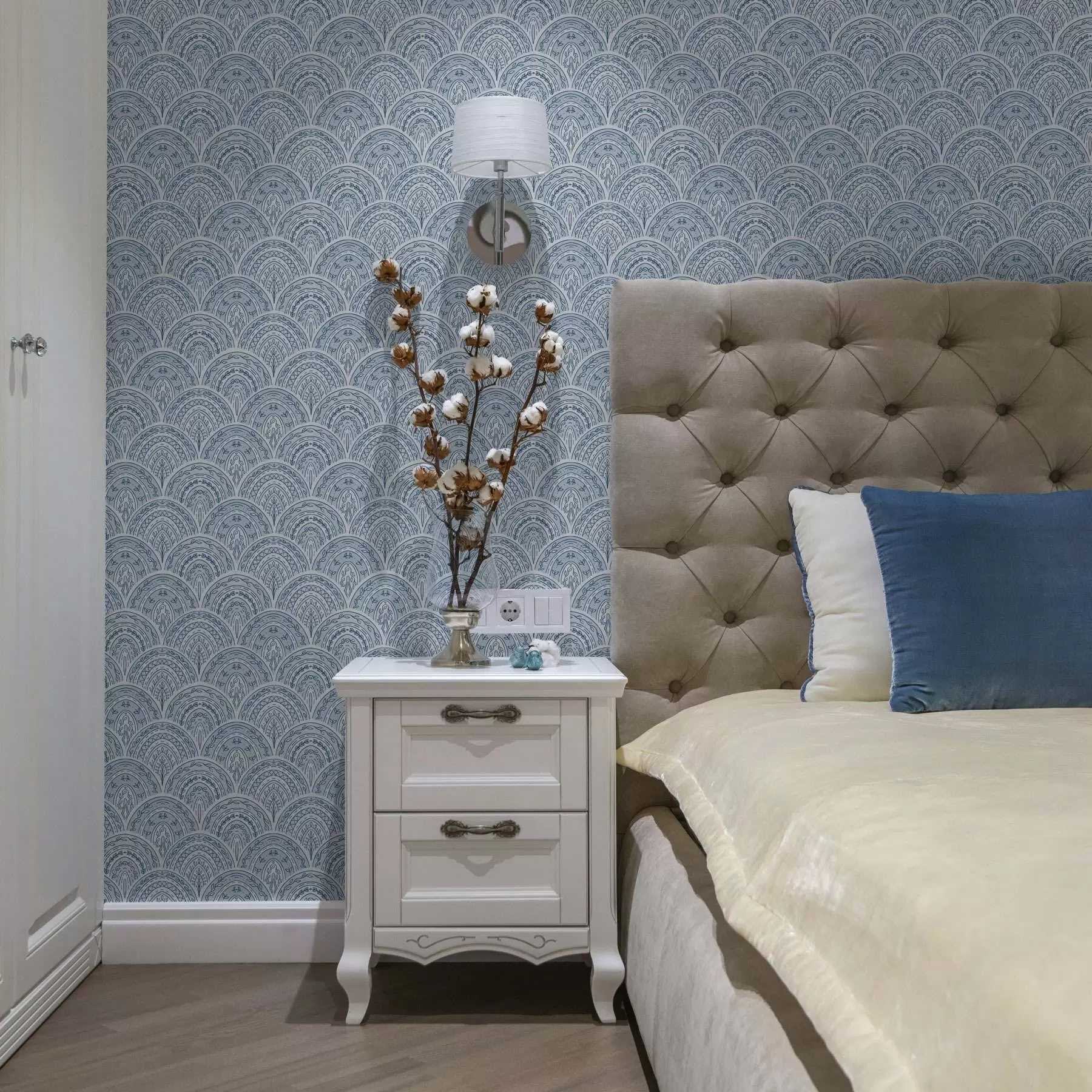 fotószőnyeg Kék díszítés ívekkel és mintákkal a00332