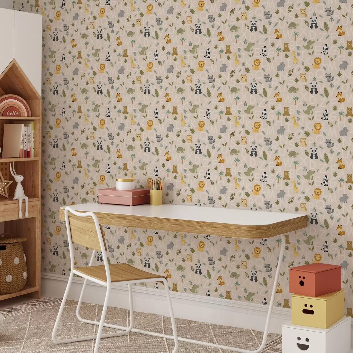 Háttérkép Ábécé aranyos állatokkal és növényekkel gyerekeknek a00400