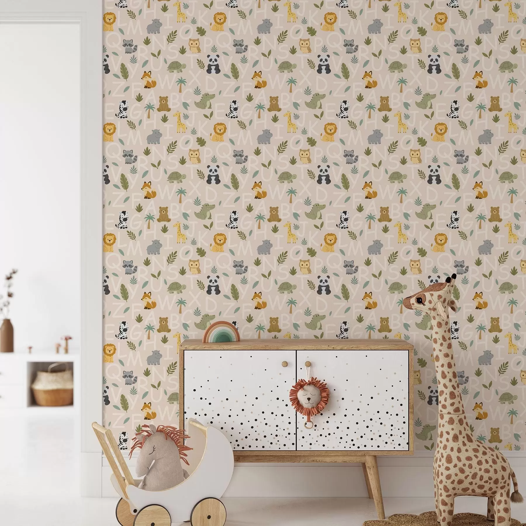 fotószőnyeg Ábécé aranyos állatokkal és növényekkel gyerekeknek a00400