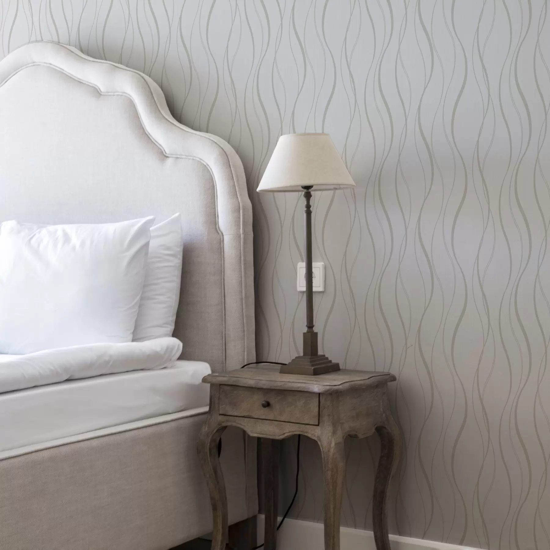 fotószőnyeg Absztrakt hullámos bézs vonalak fehér háttéren a00480